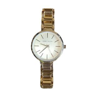 Anne Klein Gold Tone Analog Metal Bracelet Watch Ivory White Face NWT